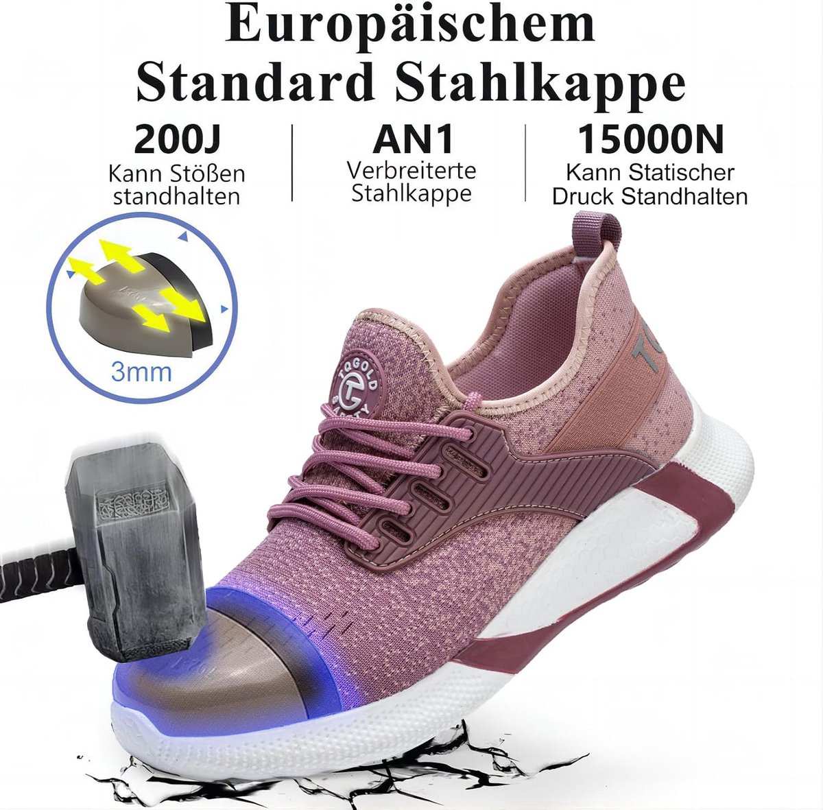 Veiligheidsschoenen 36 EU - Stalen neus - Ademend - Antislip, voor werk - ShopVlot