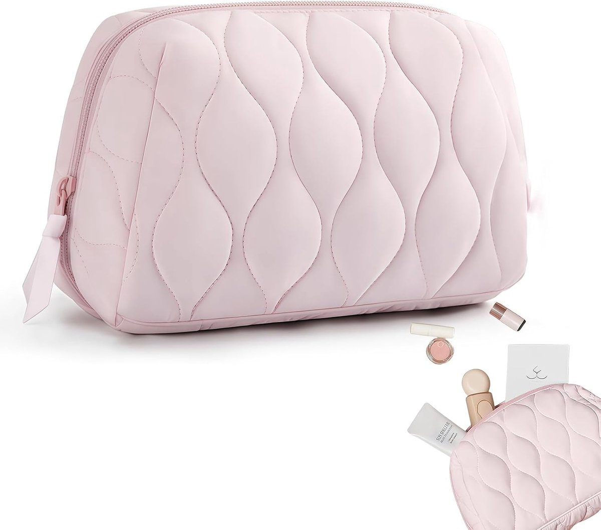 Cosmetica tas Aesthetic - Reiskosmetica tas - Gevoerde make-up organizer - Perfect voor Clean Girl Style - ShopVlot
