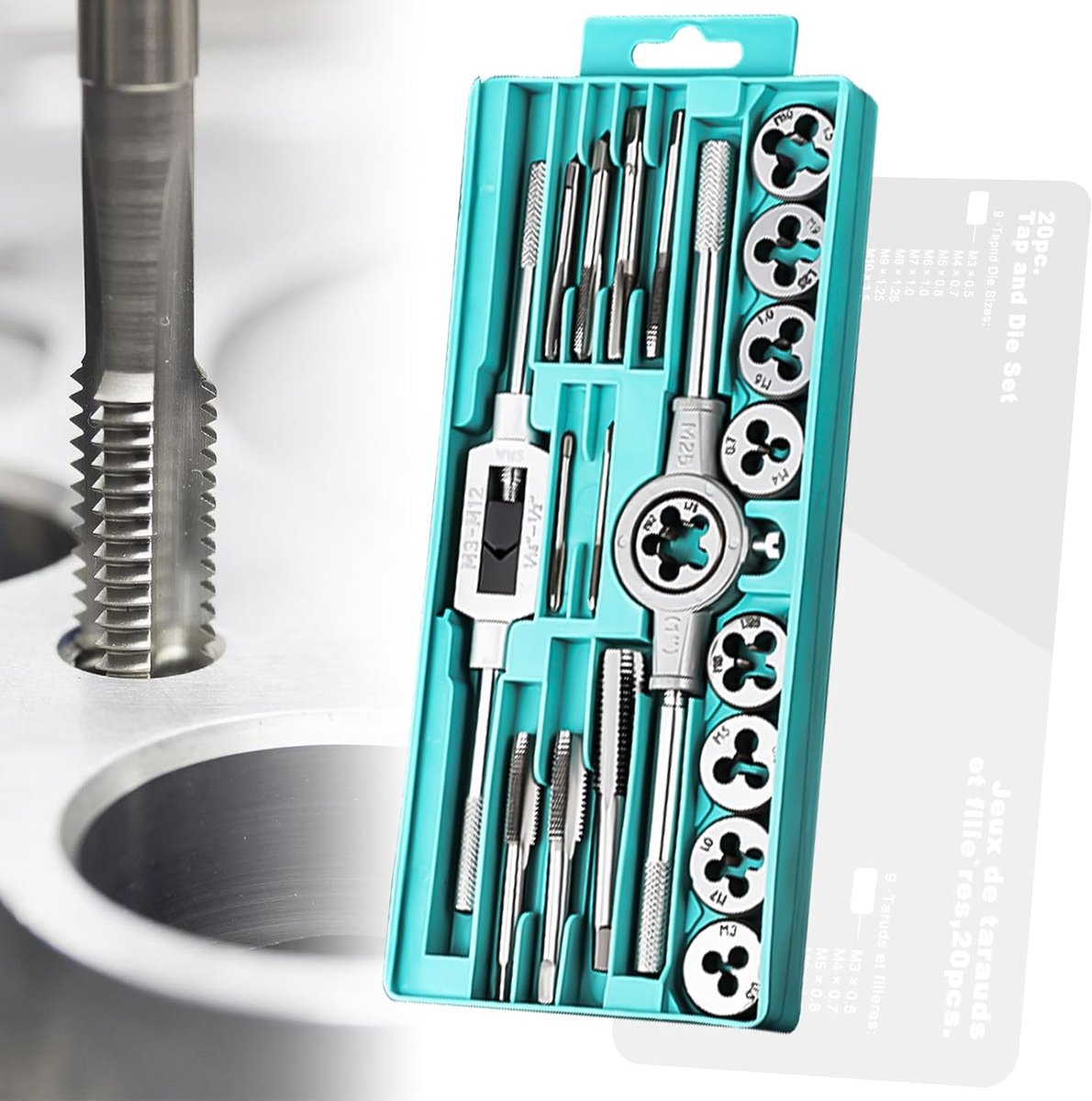 Draadgereedschap set 20-delig - Metrisch M3 - M12 - Hoogwaardige staal - Ideaal voor hobbyisten - ShopVlot