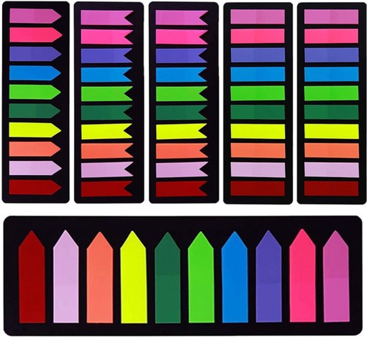 Plaknotities 1440 Stuks - Sticky Index Tabs - Paginamarkeringen - Beschrijfbaar - Herpositioneerbaar - 10 Kleuren - 3 Ontwerpen
