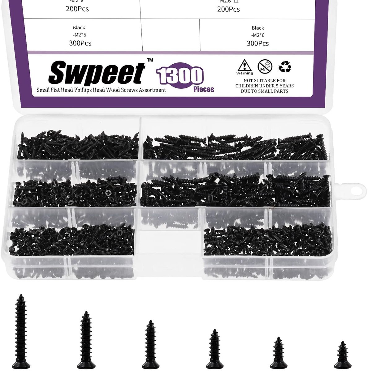 Houtschroeven set 1295pcs - zelftappende schroeven - diverse maten - veelzijdig gebruik - ShopVlot