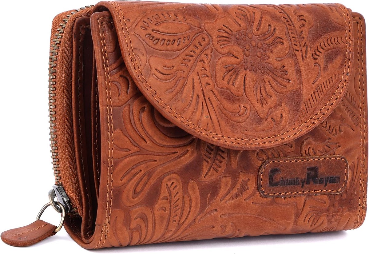 Dames Leren Portemonnee met RFID Sleutelhanger - Echte Vintage - Compacte Formaat - Ideaal voor Dagelijks Gebruik - ShopVlot