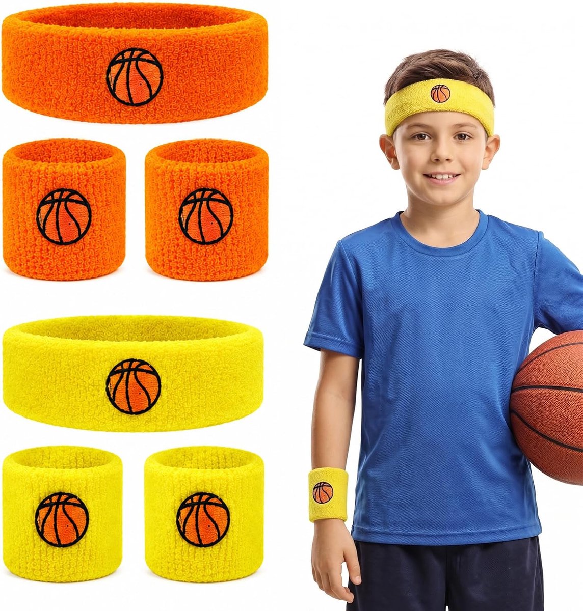 Sportarmbanden set - kleurrijk katoen - 6 stuks - perfect voor tennis en basketbal - ShopVlot