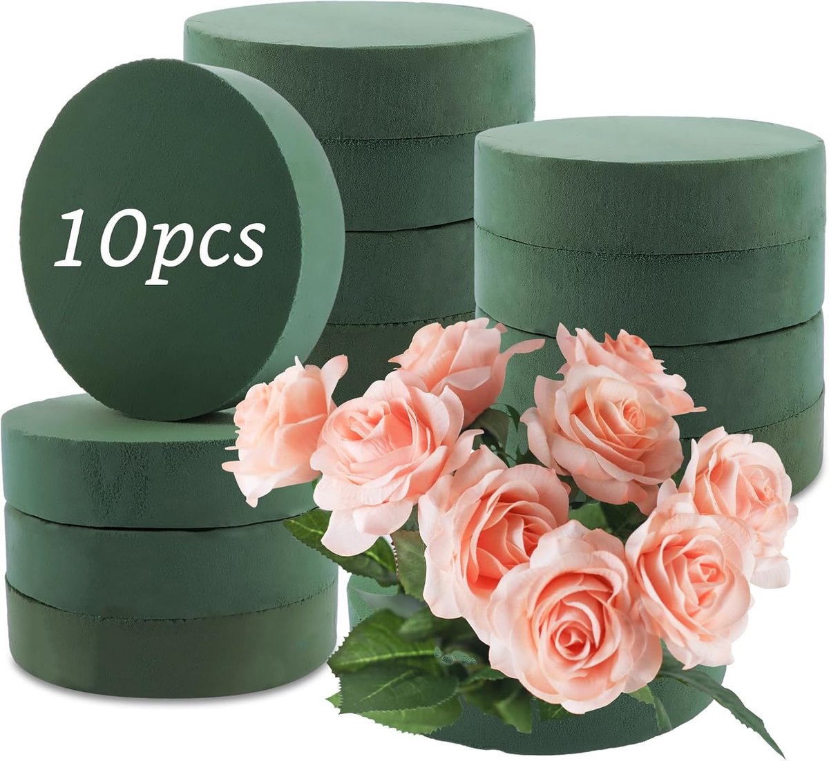 Bloemschuim cilinders 16,5 x 4 cm - Kunststof rond - Ideaal voor bloemstukken en knutselen - 10 stuks - ShopVlot