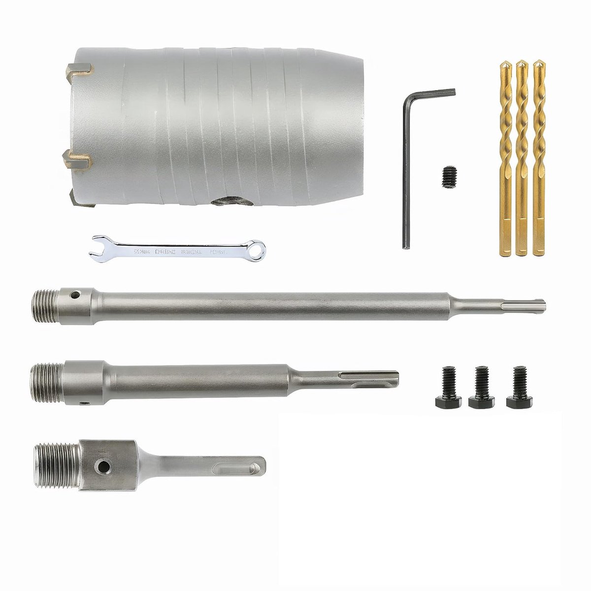 Gatzaagset voor beton 40 mm - hardmetalen gatenzaag - 3 verlengstangen 110/200/350 mm - perfect voor klopboormachines - ShopVlot