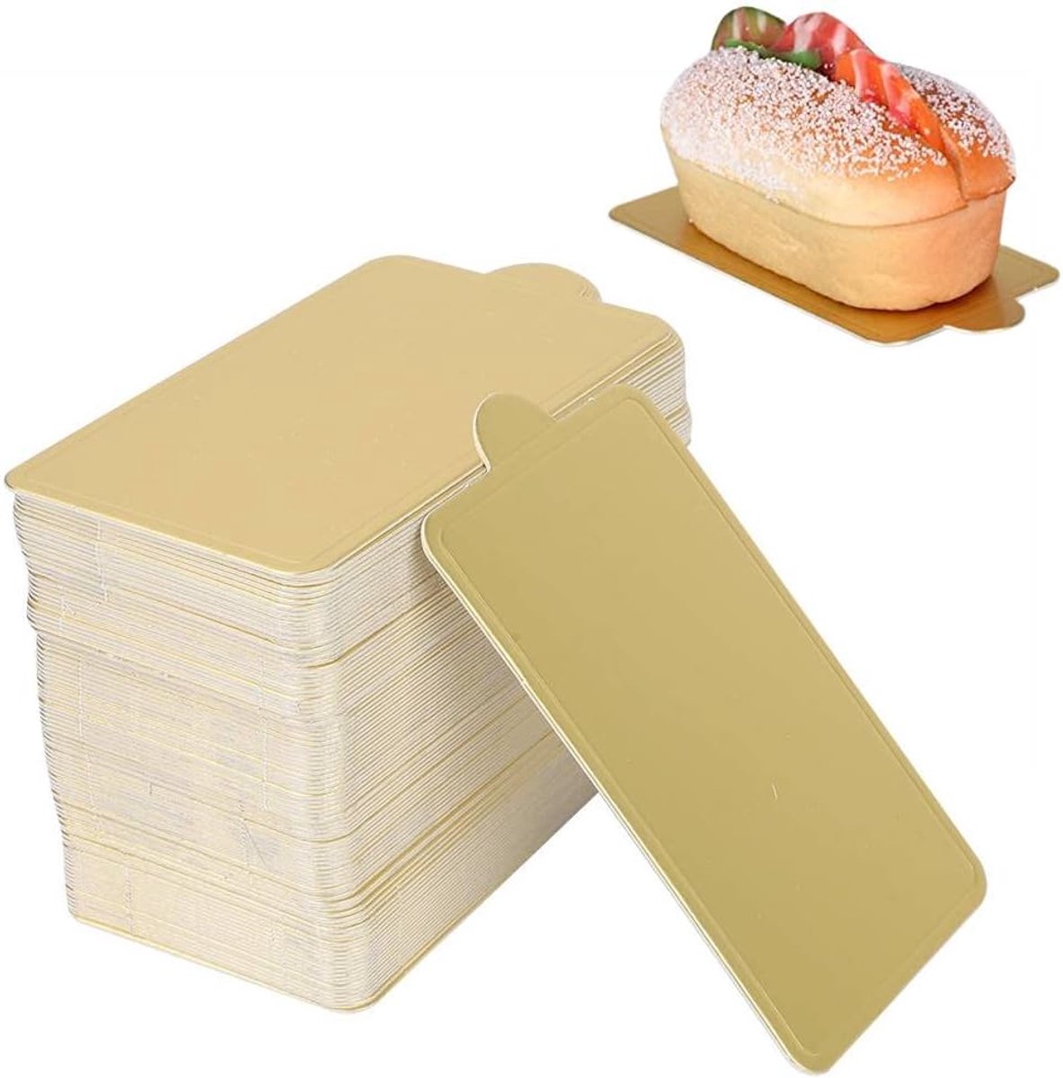Cakeplaten 100 stuks - Rectangular - Gouden papier - Perfect voor cupcakes en desserts - ShopVlot