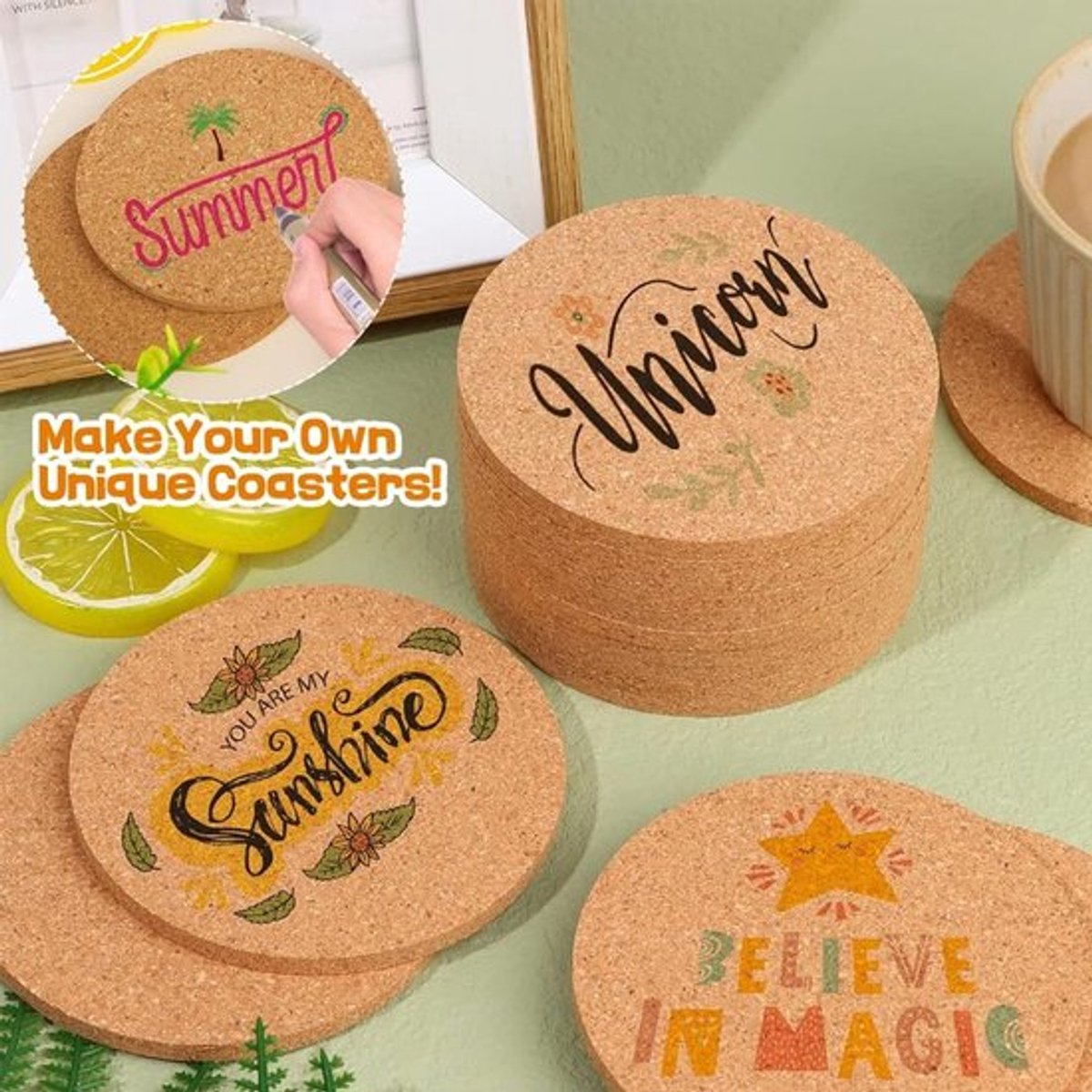 Onderzetters Kurk - Ronde Onderzetters - Hittebestendig - 10 cm - 20 Stuks - Absorberend - Duurzaam - Bekeronderzetters