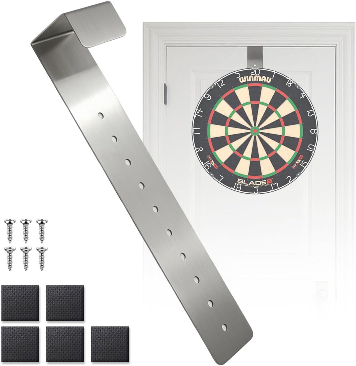 Dartbord-standaard voor deuren - roestvrij staal - zonder boren - ruimtebesparend - ShopVlot