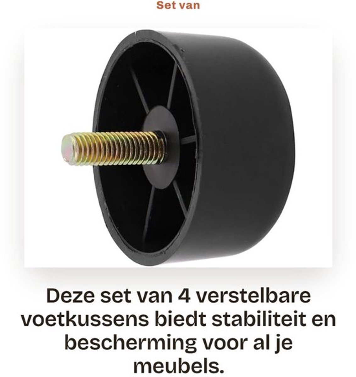 Voetkussen Set van 4 - M8 Verstelbare Nivelleringsvoeten - Vloerbeschermers - Zwarte Ronde Basis - Duurzaam Plastic en Metaal - Stabiliteit en Bescherming - Meubelvoeten
