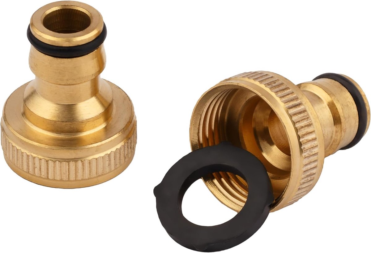 Messing armaturen voor kranen 3/4 inch BSP buitendraad - set van 2 - sneladapter voor tuinslang - perfecte verbinding - ShopVlot