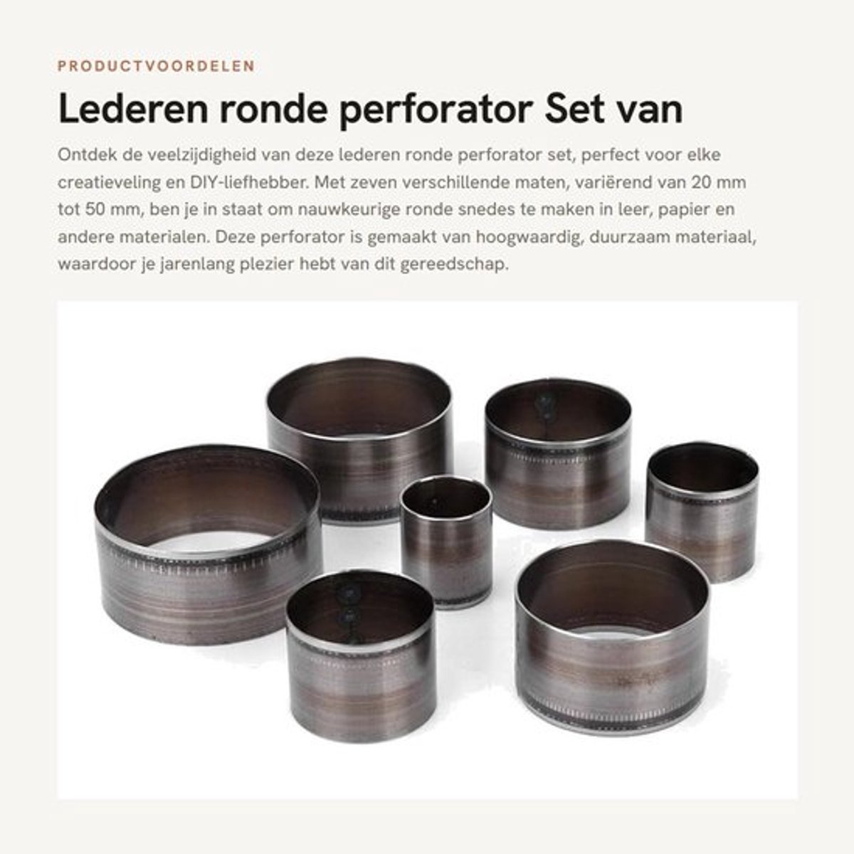 Perforator Set 7 Stuks - Ronde Snijmal - Diverse Maten 20/25/30/35/40/45/50 mm - Hoogwaardig Materiaal - Draagbaar en Duurzaam