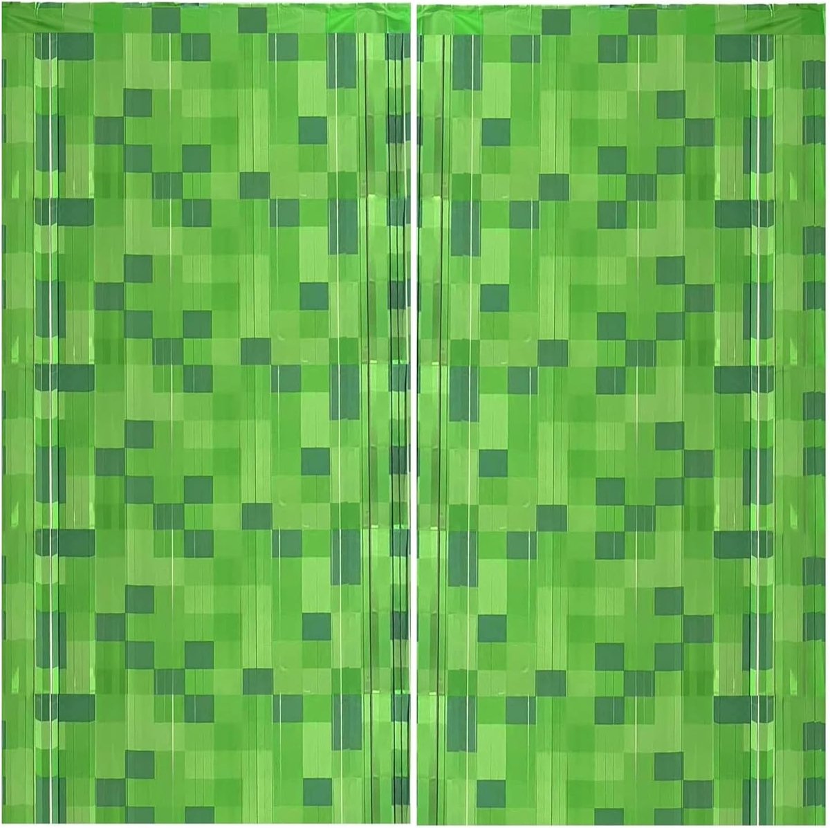 Lametta gordijn 1x2m - groene achtergronddecoratie - glittereffect - voor themafeesten - ShopVlot