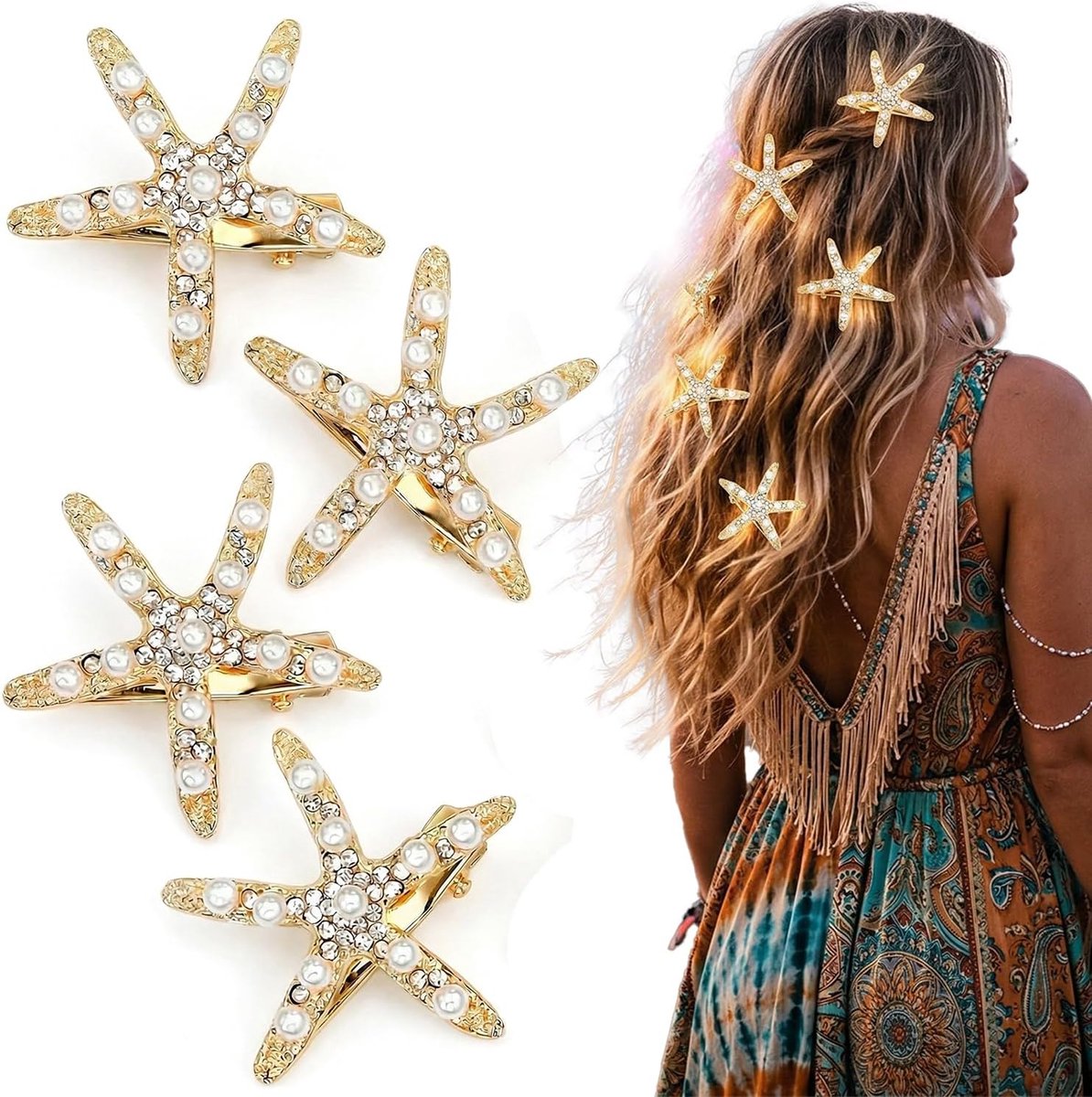 Haarspelden Sterrenvis - Glanzende Rhinestones - Elegante Ocean Thema - Perfect voor Zomerfeest - ShopVlot