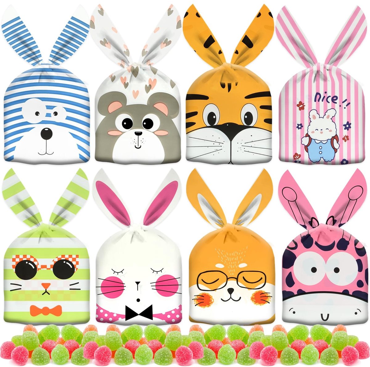 Solidchoice - 80 Stuks Schattige Dierenthema Candy Bags voor Feestjes