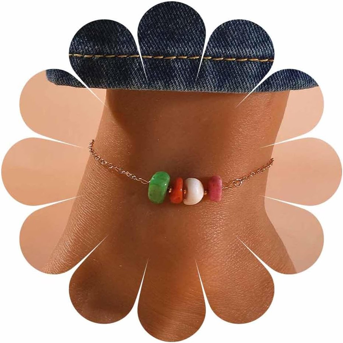Enkelbandje met kristallen - Handgemaakt natuursteen - Unieke charme - Perfect voor zomer en strand - ShopVlot