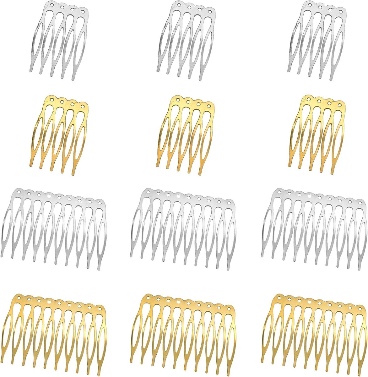 Metalen Zijkammen - Zilver - 5 Tanden en 10 Tanden - Hoogwaardig Hardmetaal - Voor Vrouwen en Meisjes
