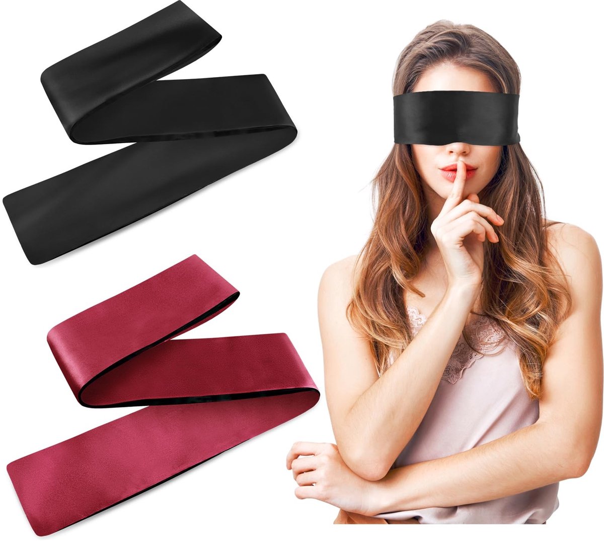 Solidchoice - Set van 2 Zachte Satijnen Oogmaskers voor Comfortabel Slapen