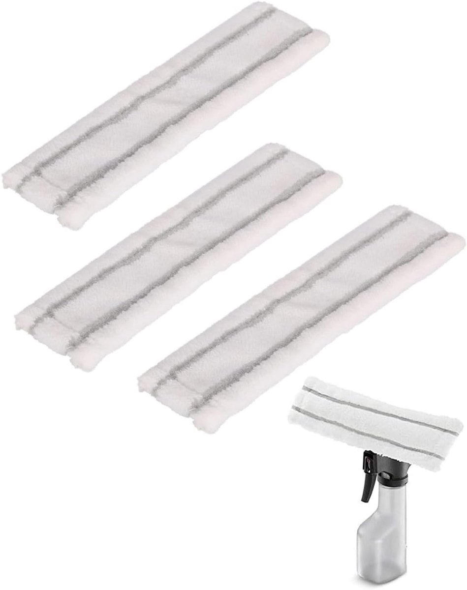 microvezel reinigingspads 3 stuks - vervangend voor Kärcher WV1 WV50 WV75 - grijs - sterk reinigend effect - ShopVlot
