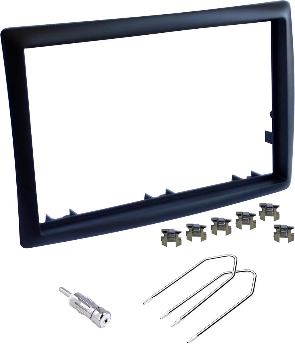 2 DIN radio panel frame - zwart - antenneadapter en demontagesleutels - geschikt voor Renault Megane - ShopVlot