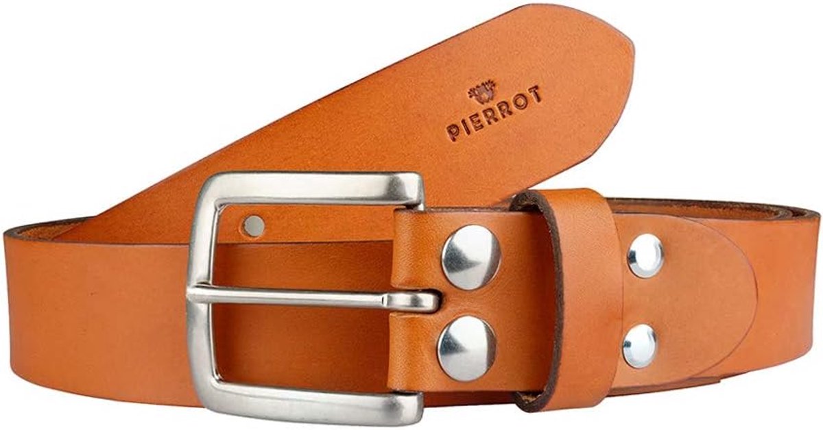 Heren leren riem 105 cm - echt leer - camel kleur - stijlvolle afwerking - ShopVlot