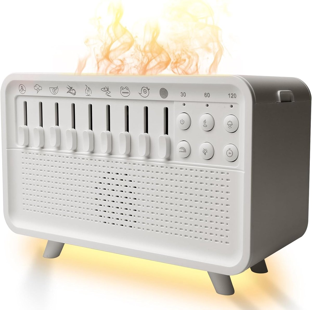 Luchtbevochtiger met Witte Ruis - Wit - Compact - Multifunctionele Luchtbevochtiger met Aroma en Timerfunctie - Voor Slaapkamer en Kantoor