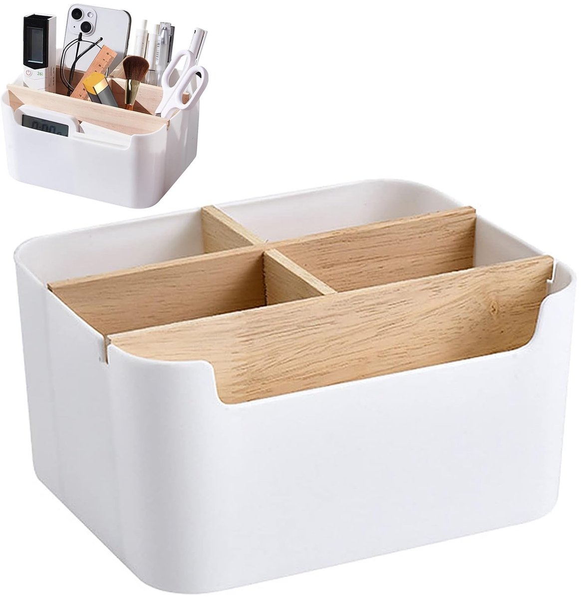 Solidchoice - Houten Bureau Organizer met 5 Verwijderbare Compartimenten