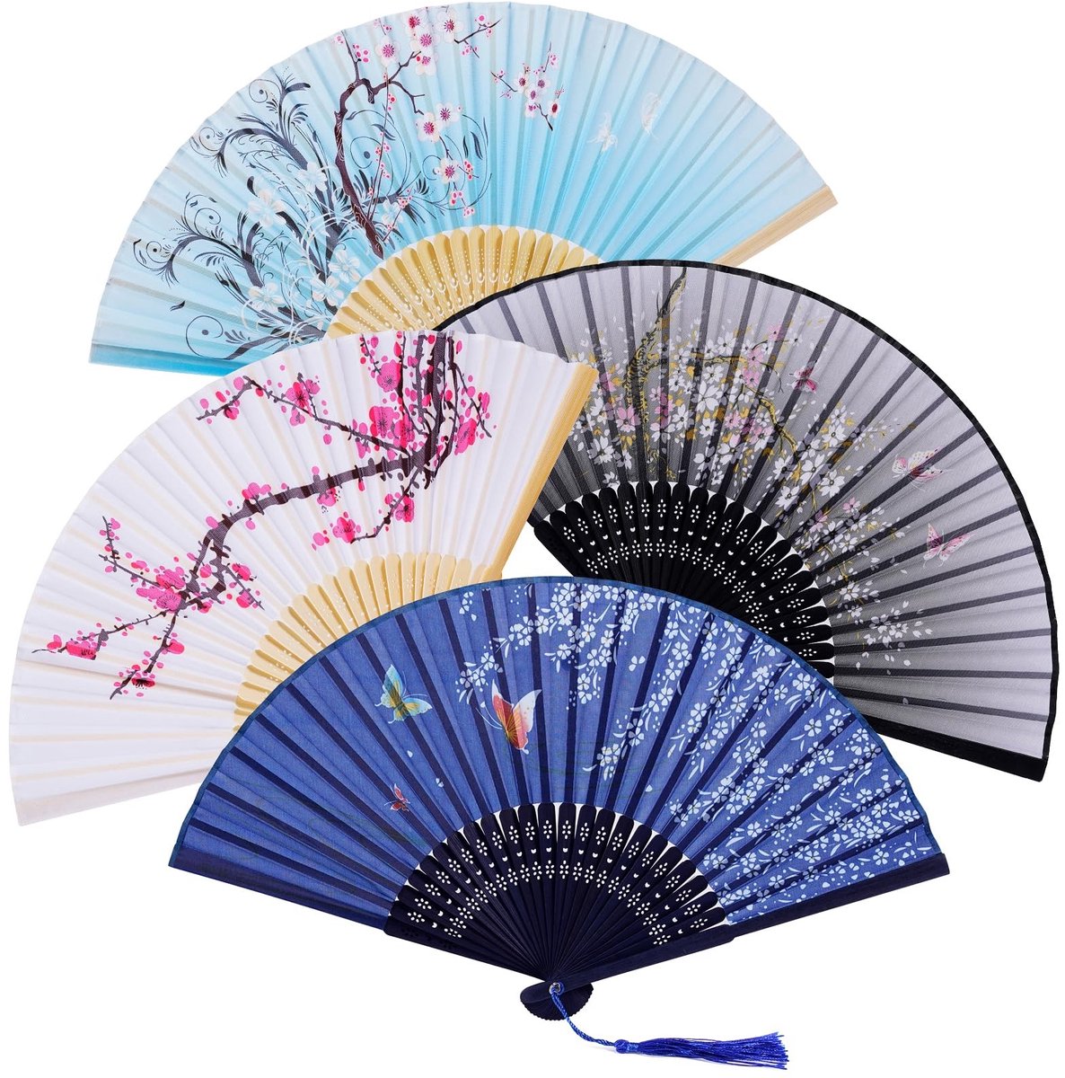 Solidchoice - Set van 4 Vouwfans voor Koeling en Decoratie