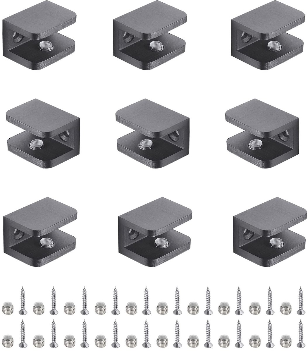 Solidchoice - 12 Stuks Aluminium Glashouders voor 5-8MM Dikte