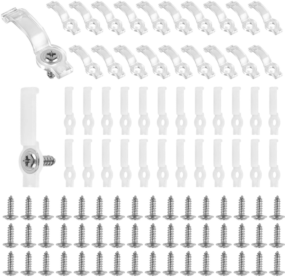 Solidchoice - 200 Stuks LED Strip Montage Clips met Schroeven