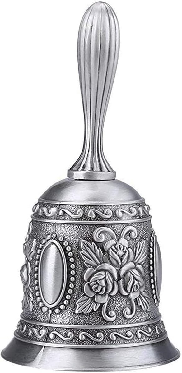 Handbel - luid handbediend - zilver - voor restaurant en meditatie - ShopVlot