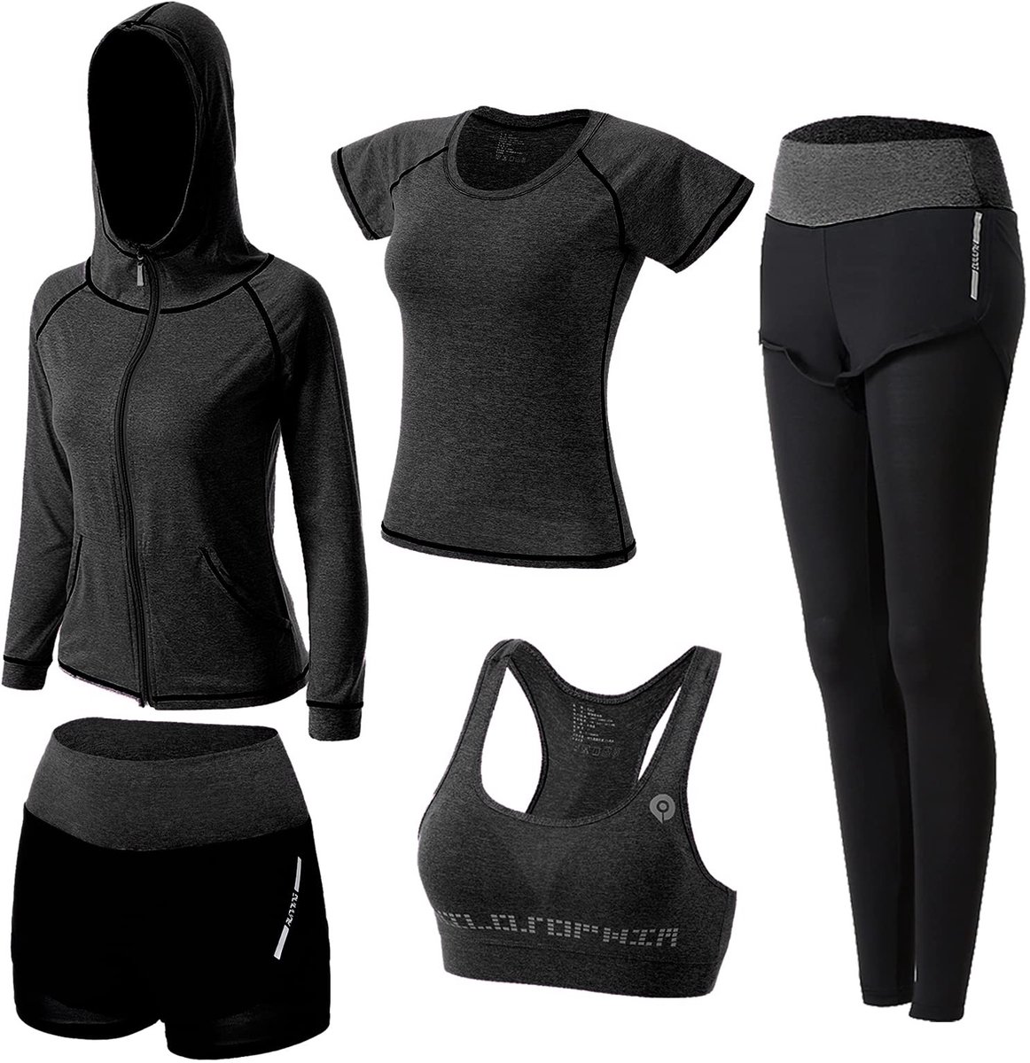 Solidchoice - Vrouwelijke 5-delige Yoga Outfit voor Actieve Sporters