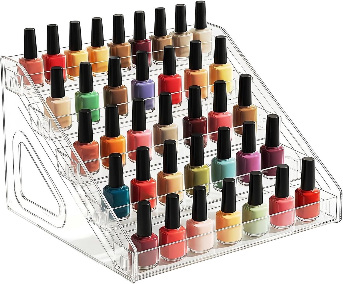 Nagellak organizer 7-laags - transparant acryl - trapeziumvormig design - overzichtelijke opbergoplossing - ShopVlot