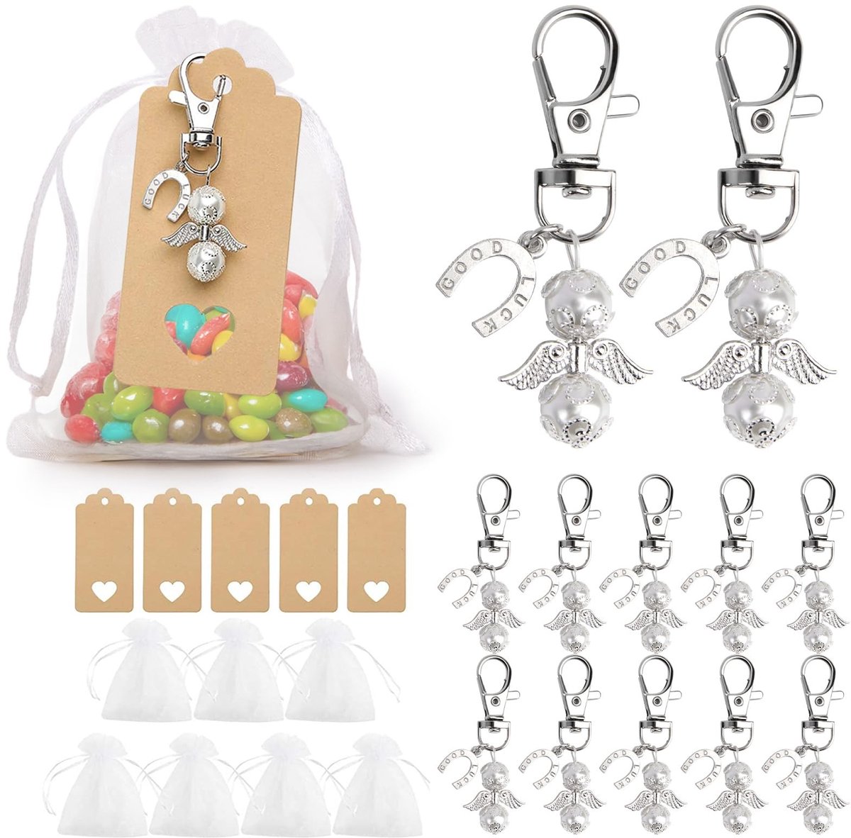 Solidchoice - Set van 30 Beschermengelen Hanger met Organza Tas
