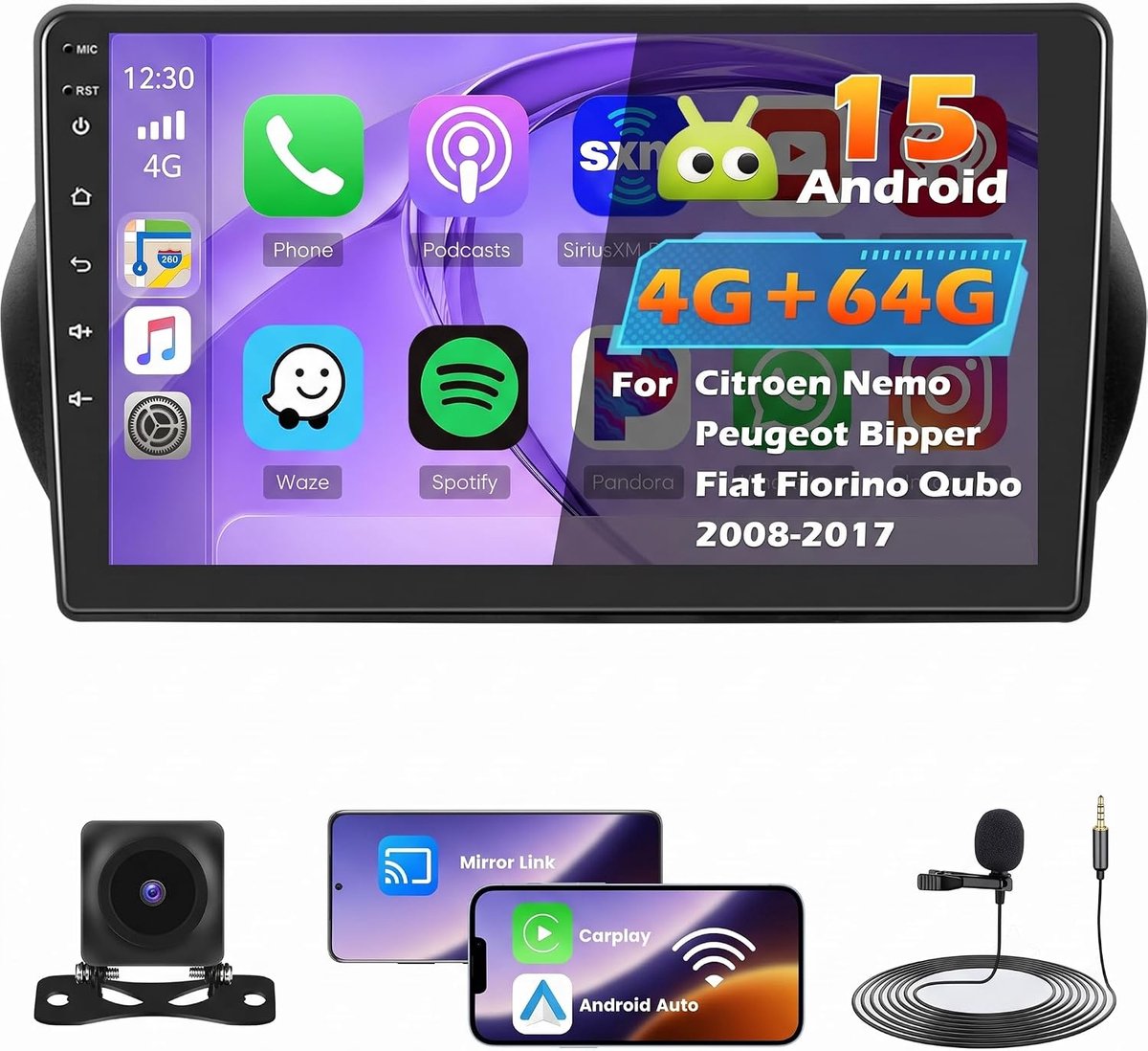 Auto radio 9 inch - 4GB RAM - Android 15 - Draadloze CarPlay en GPS - ShopVlot