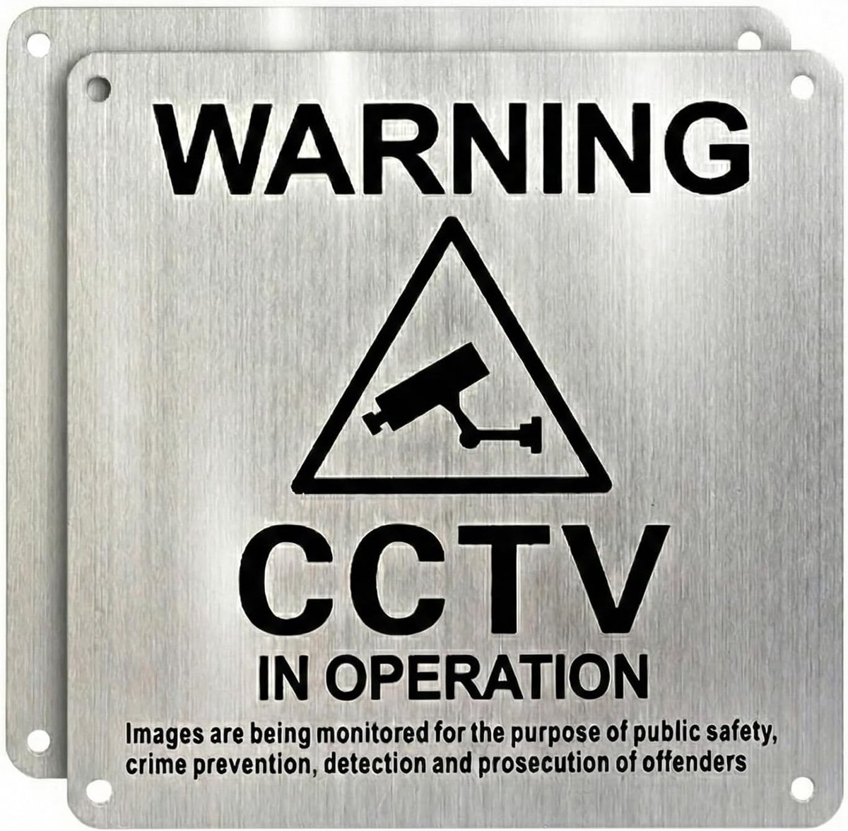 Waarschuwingsbord videobewaking 10 x 10 cm - roestvrij staal - weerbestendig - voor huis en bedrijf - ShopVlot