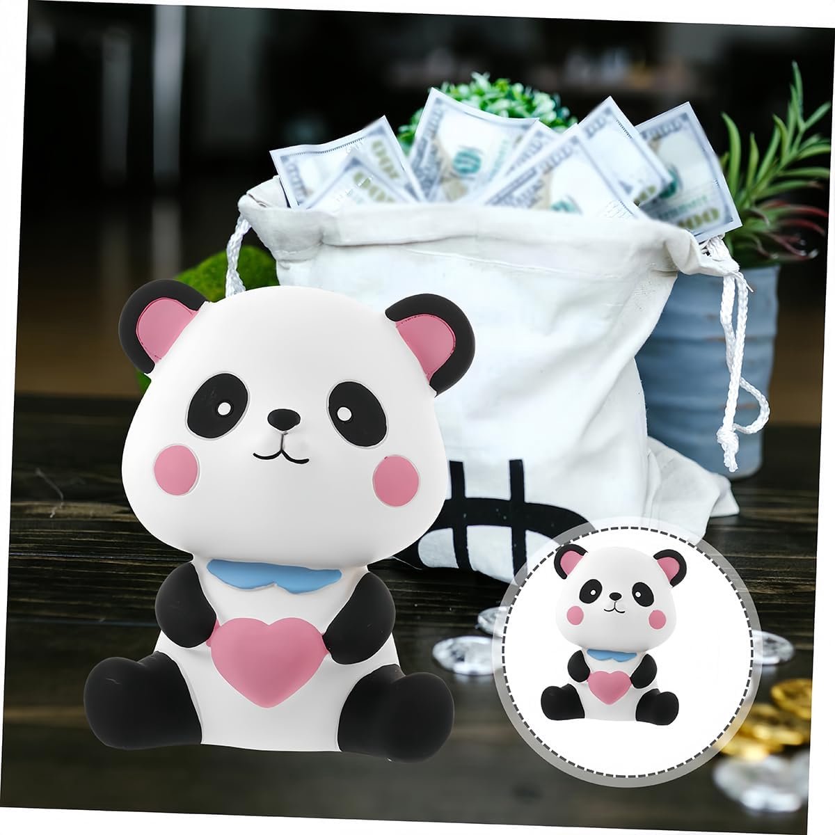 spaarpot panda-vorm - onbreekbaar kunststof - brede opening - ideaal voor sparen - ShopVlot