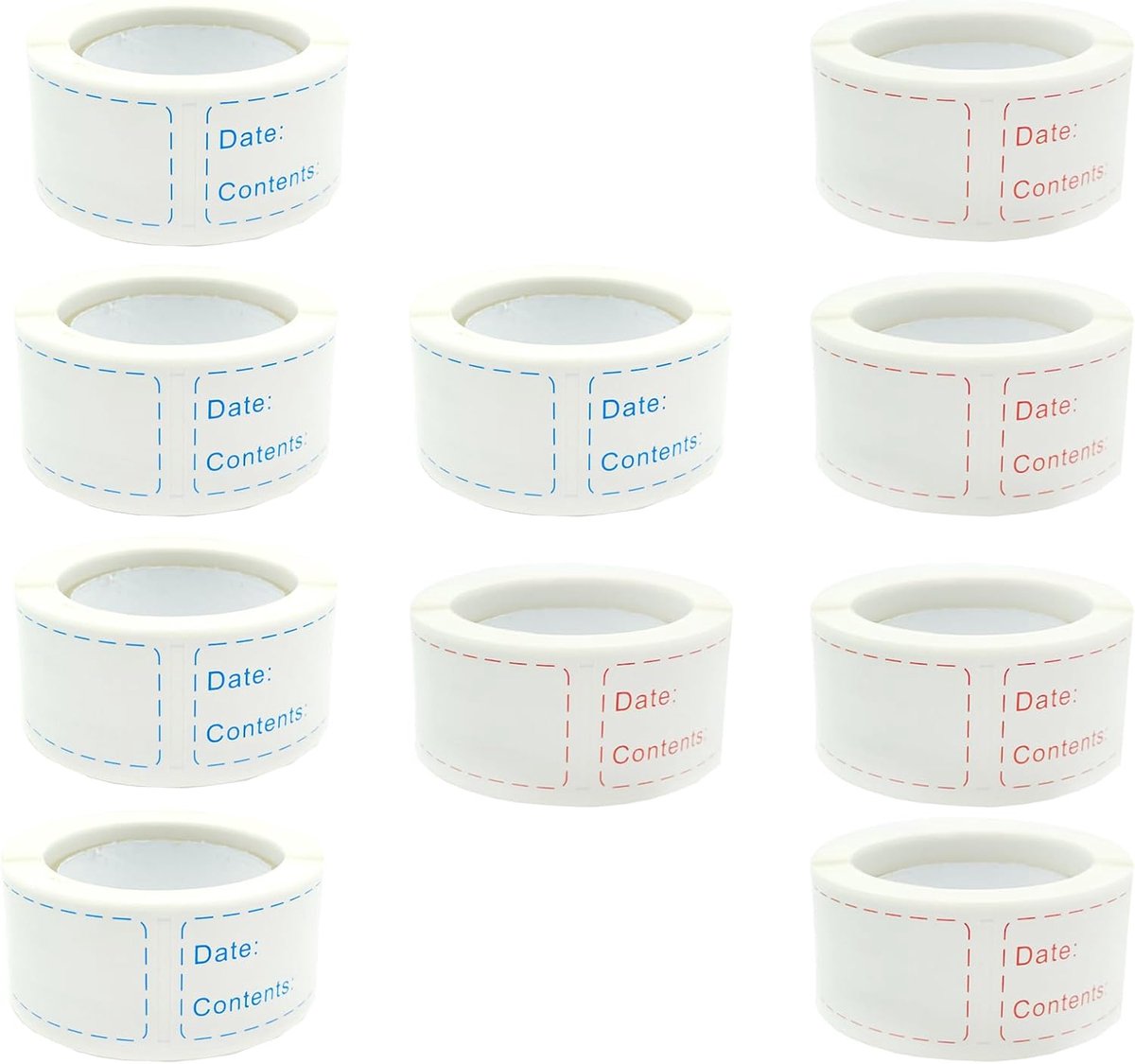 Zelfklevende datumlabels - 10 volumes - Blauwe en rode labels - Ideaal voor voorraadbeheer - ShopVlot