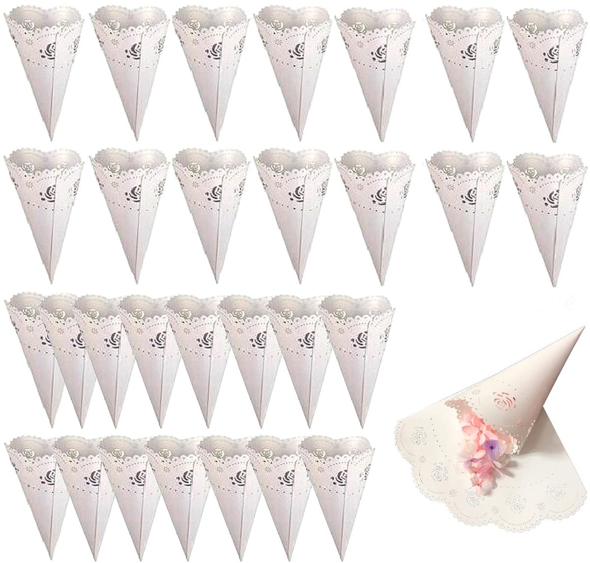 Solidchoice - Set van 30 Papieren Hoornvormige Zakjes voor Feestdecoratie