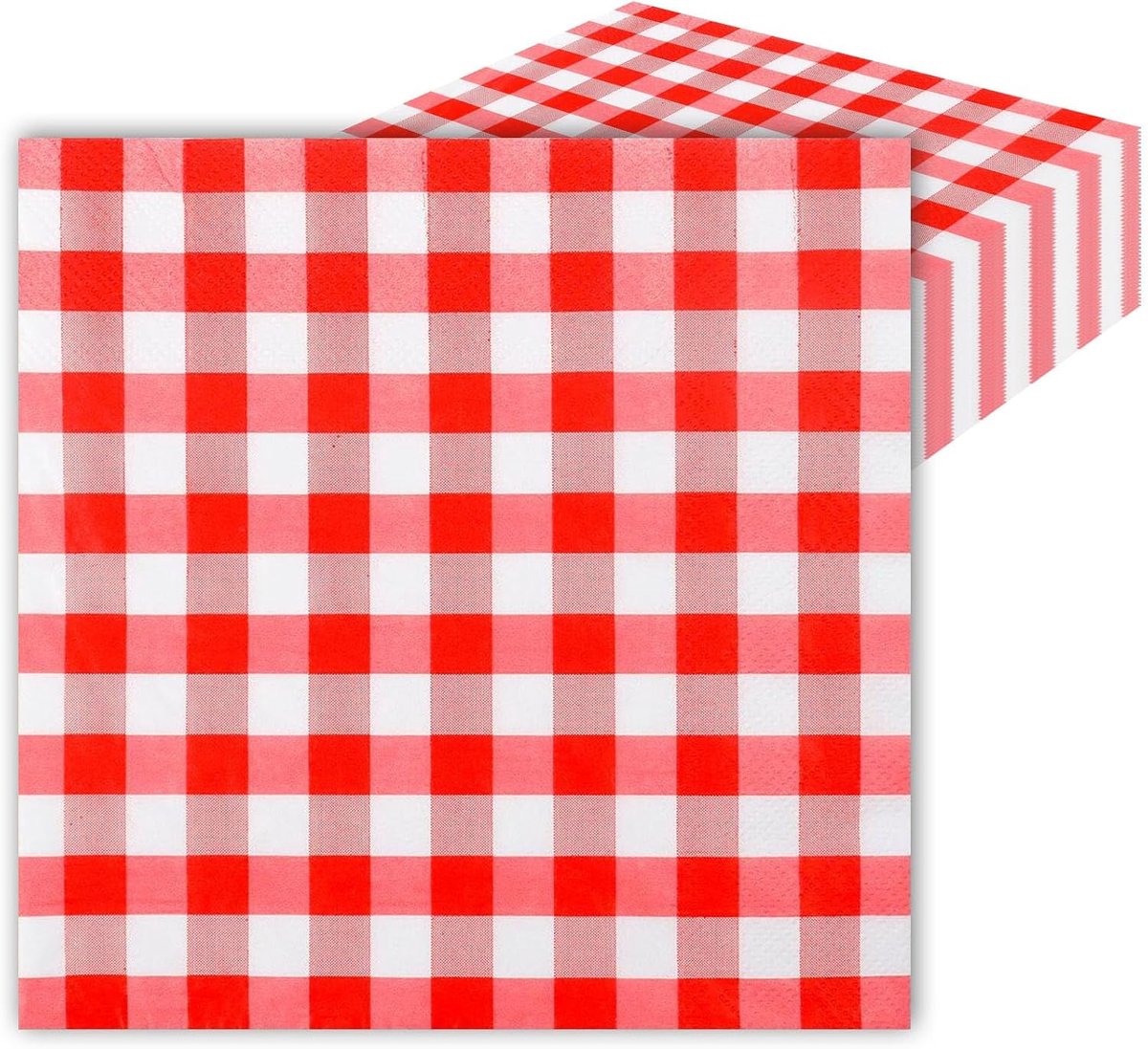 Papieren servetten 33 x 33 cm - Vichy rood/wit - wegwerpservetten - ideaal voor feestdecoratie - ShopVlot