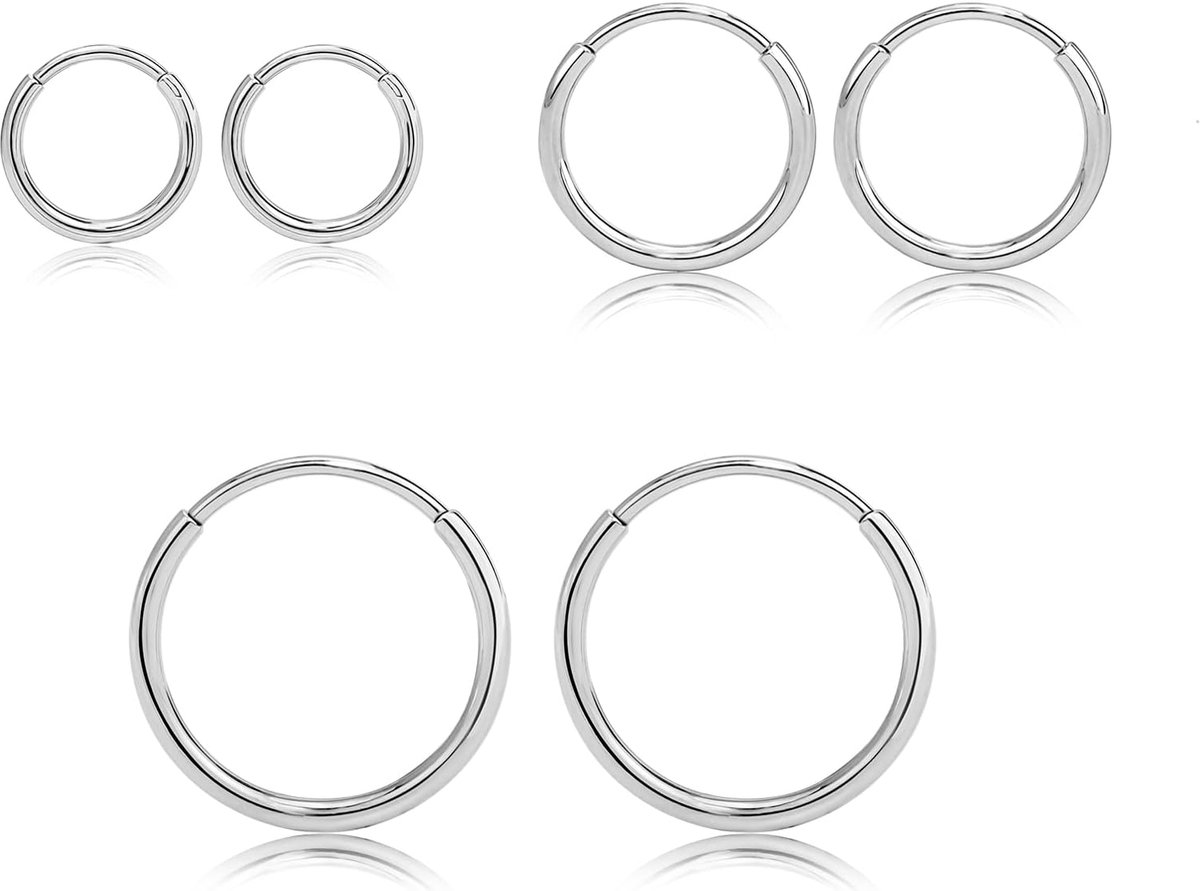 Hoepeloorbellen 8,10,12mm - Hypoallergene titanium - Spiralen voor piercings - Geschikt voor gevoelige oren - ShopVlot