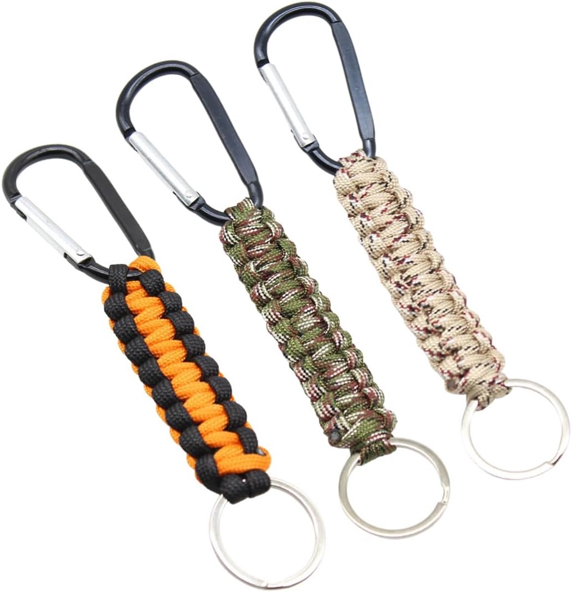 Karabijnhaken paracord 3 stuks - D-karabijnhaak - stevige constructie - ideaal voor outdoor activiteiten - ShopVlot