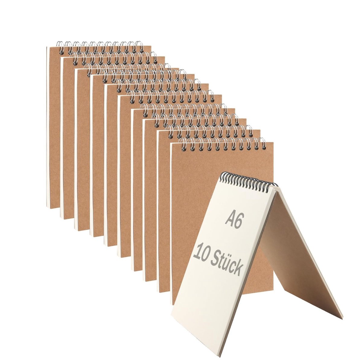 Solidchoice - Set van 10 A6 Notebooks met Kraft Cover