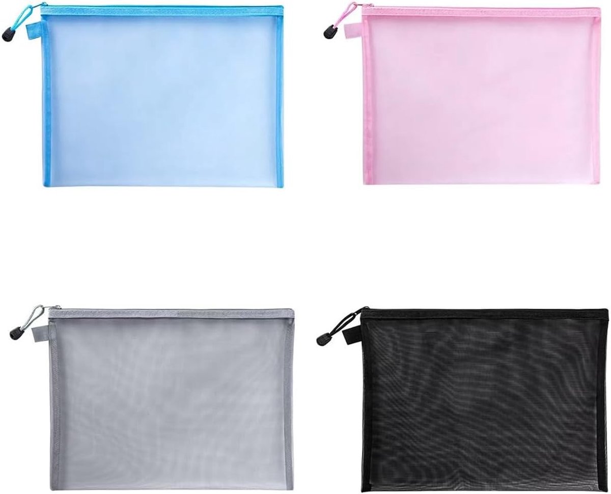 Make-up organizer met 4 netvakken - draagbaar - reistas voor cosmetica - ideaal voor op reis - ShopVlot