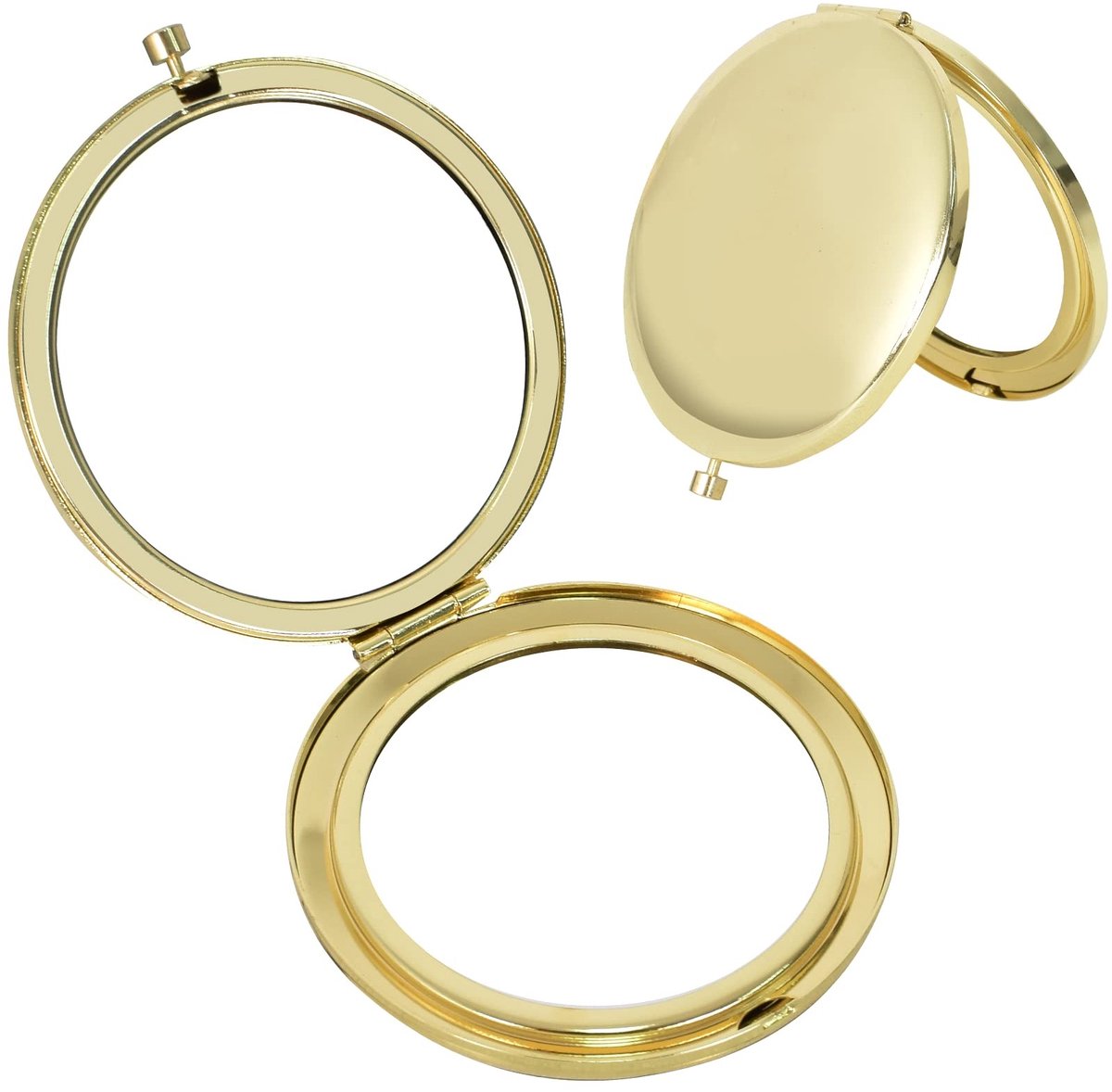 SnelShoppen - Mini Opvouwbare Pocket Spiegel, Dubbelzijdige Reis Makeup Spiegel 65mm Goud, Compact & Lichtgewicht, Perfect voor Dagelijks Gebruik, Fee