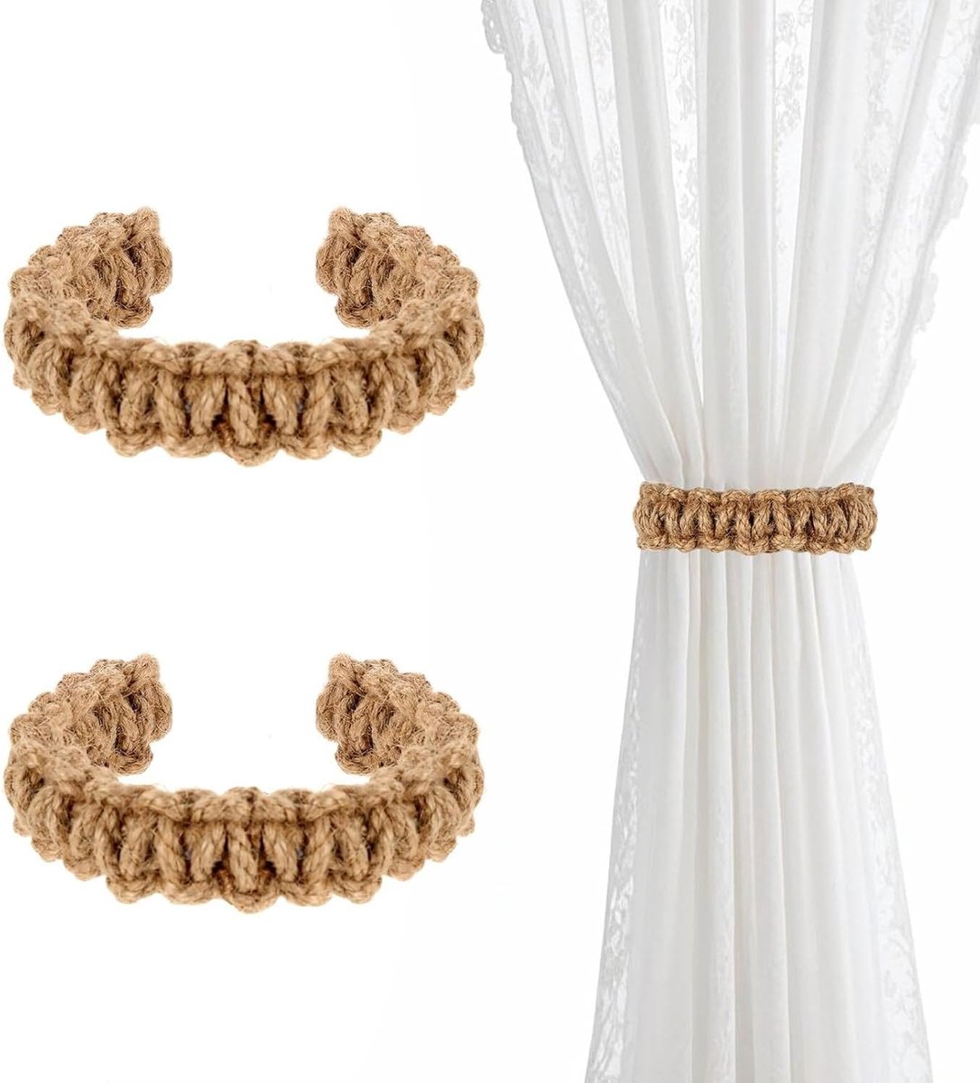 Gordijnhouders 2 stuks - boho design - elegante en rustieke accenten - perfect voor lichte stoffen - ShopVlot