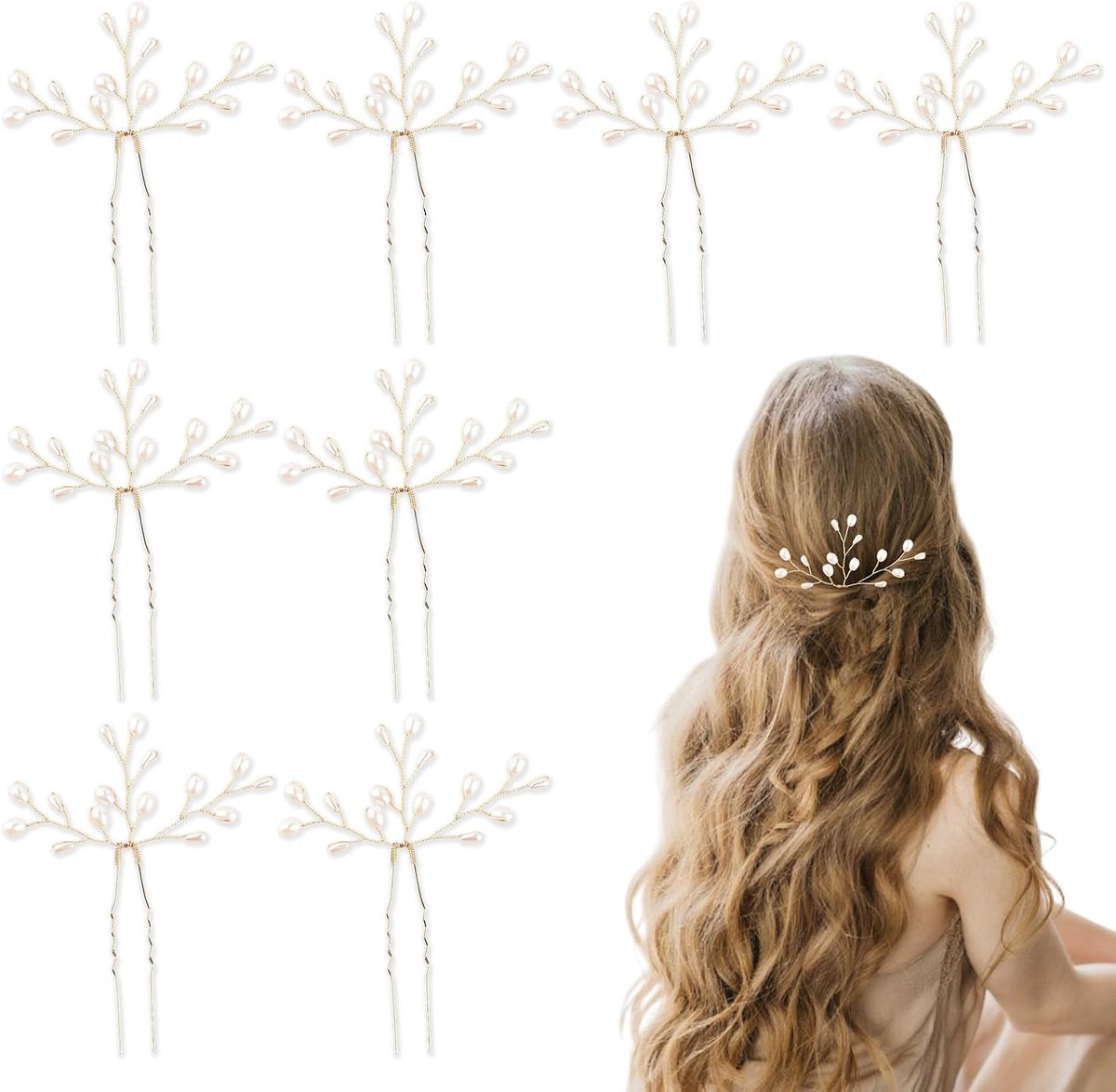 8 stuks haaraccessoires bruiloft goud verloving bruid bruidsmeisjes hoofdtooi bruid haaraccessoires haarkammen met - ShopVlot