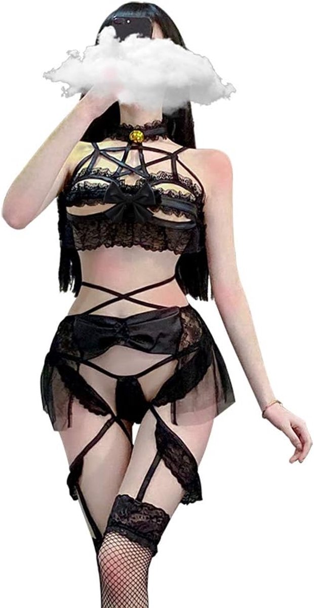 Women's Sexy Underwear Imitation Leather Uniform Temptation Hollow Passion Sexy Cosplay Costume (7007Black) - ShopVlot