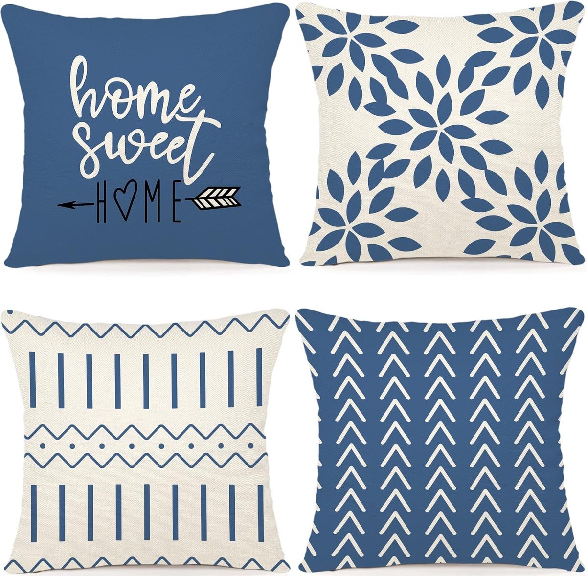 Kussenhoezen set van 4 - Linnen 50x50cm - Decoratief voor bank en bed - Ademend en duurzaam - ShopVlot