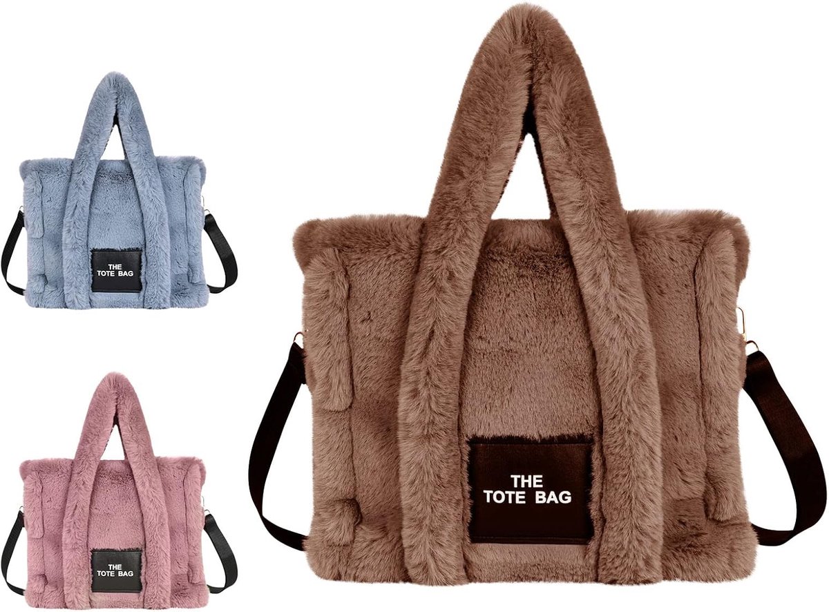 Pluche Schoudertas voor Vrouwen - Zachte Handtas - Verstelbare Schouderband - Ideaal voor Winkelen - ShopVlot