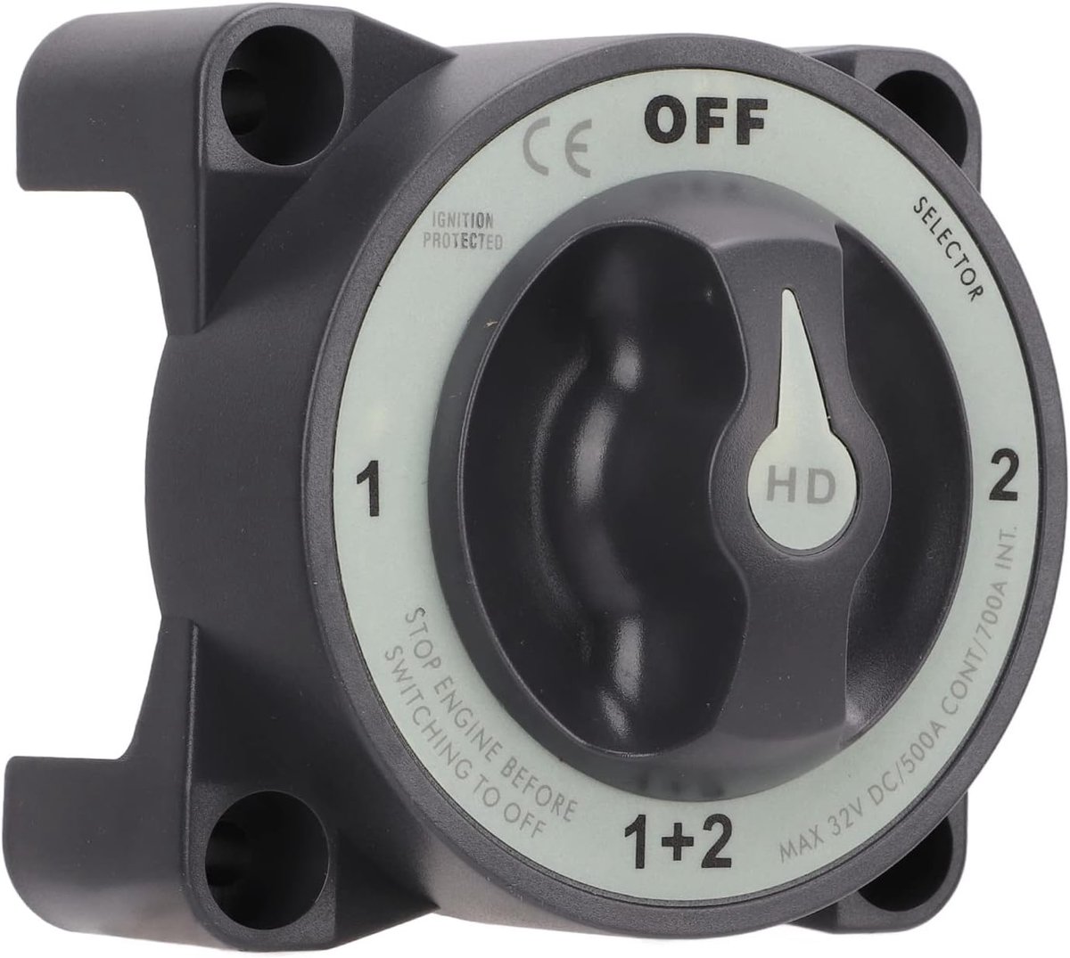 Accuschakelaar 500A - 4 Positie Waterdichte Isolator - Voor Zware Toepassingen - Geschikt voor Boot en Auto - ShopVlot